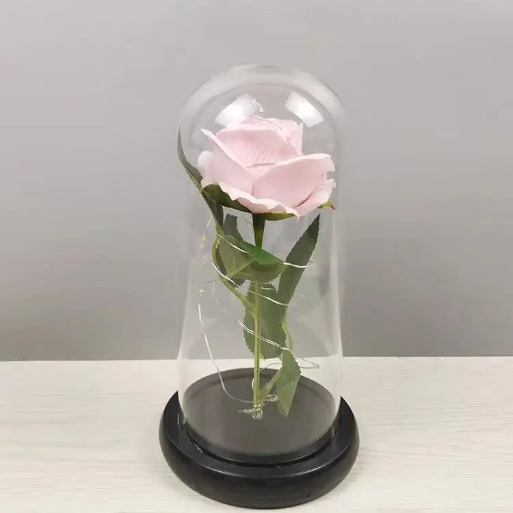 Love Roses in Glass Tube Dome Everlasting Flower Rose Stem Flower Glass Dome Rose