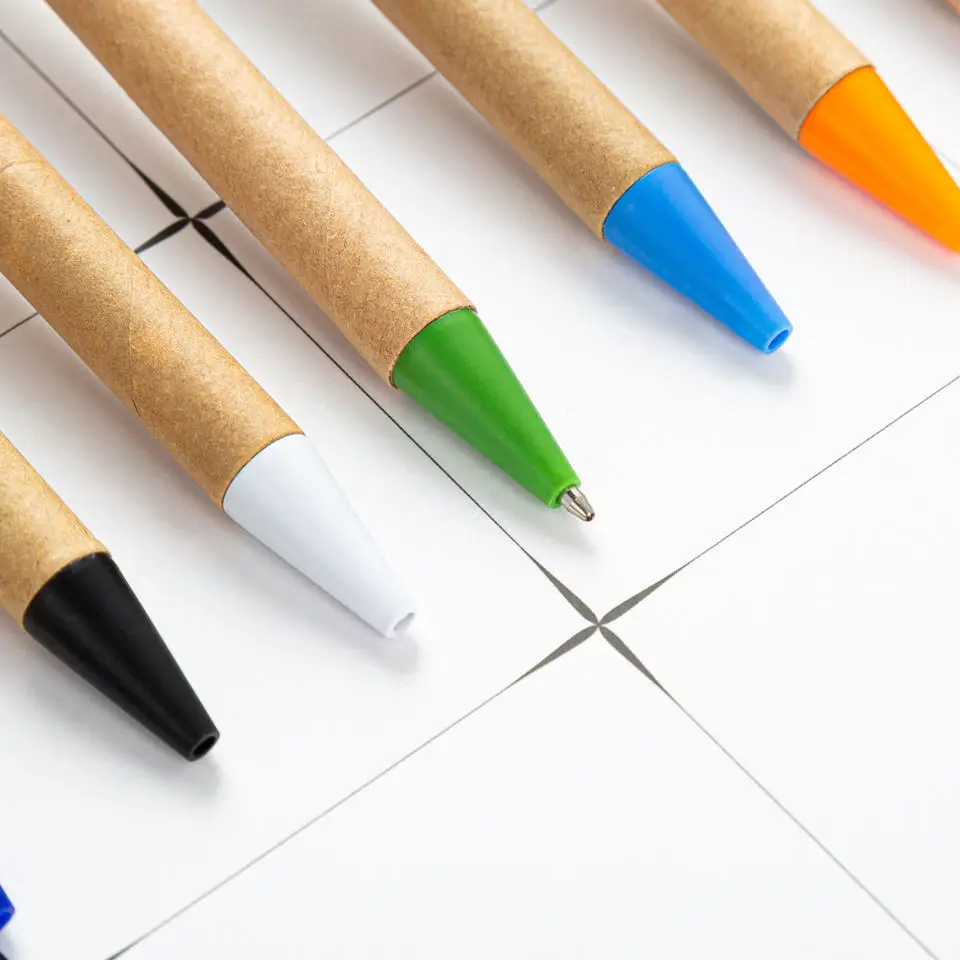 Cheap Advertising Custom Eco Cardboard Ball Pen with Rolling Paper Ecological Paper Ballpen Extremely With Wood Clip
