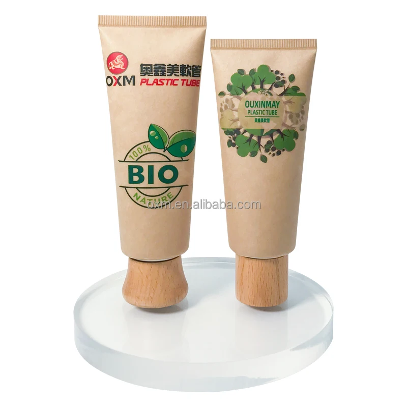Eco Friendly Biodegradable Kraft Paper Squeeze Sunscreen hand Cream Plastic Lotion Cosmetic Tube packaging for facial Cleanser