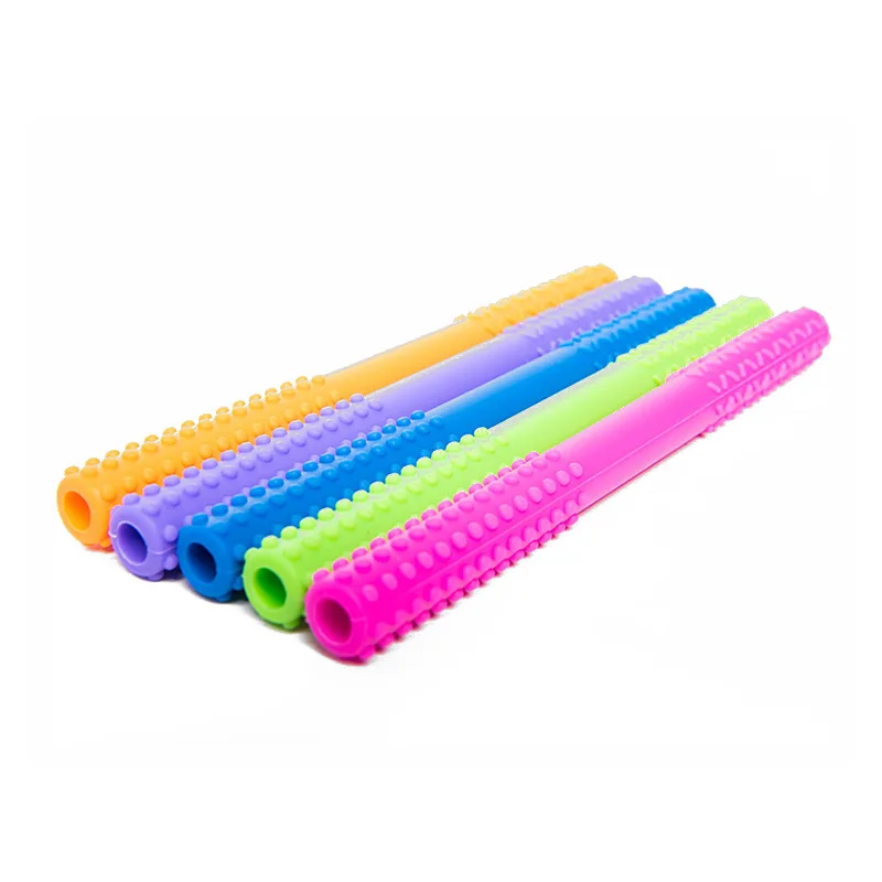 Custom Baby Sensory Hollow Teether Tubes Toddlers Food Grade Silicone Baby Teething Tube