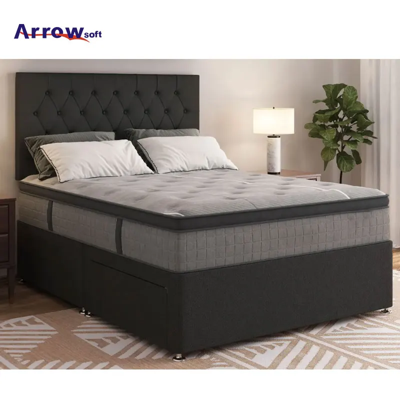 Manufacturer Making Skin-friendly Fabric Memory Foam Euro Top King Size 5 Star Best Hotel Bed Roll Up Pocket Spring Mattresses