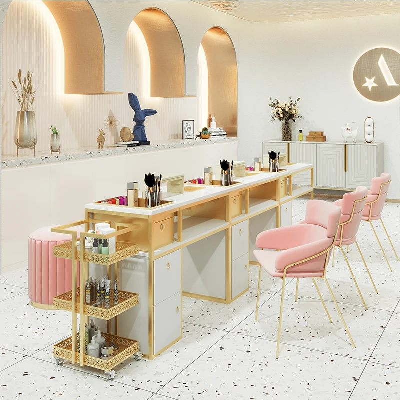 Modern Nail Salon Design Nails Table Salon Manicure Furniture Manicure Desk Stool Chair Desk Nail Salon Tables