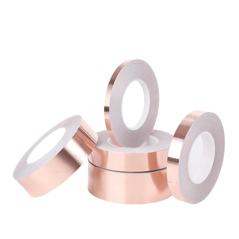 0.05mm*15mm*50M Electrically Conductive Adhesive Flakes Strip Single Sided Shielding Copper Foil Tape Silicone EMI ShieldingPTFE