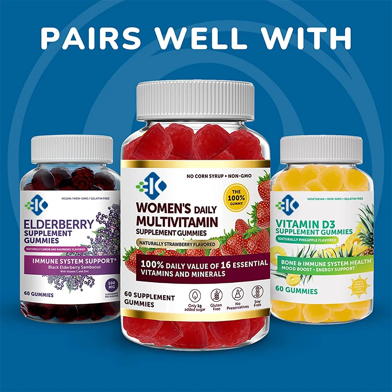 Private Label Vegan Digestive Support and Gut Health Vitamin C Supplement Organic Probiotic Gummies With Folic Acid