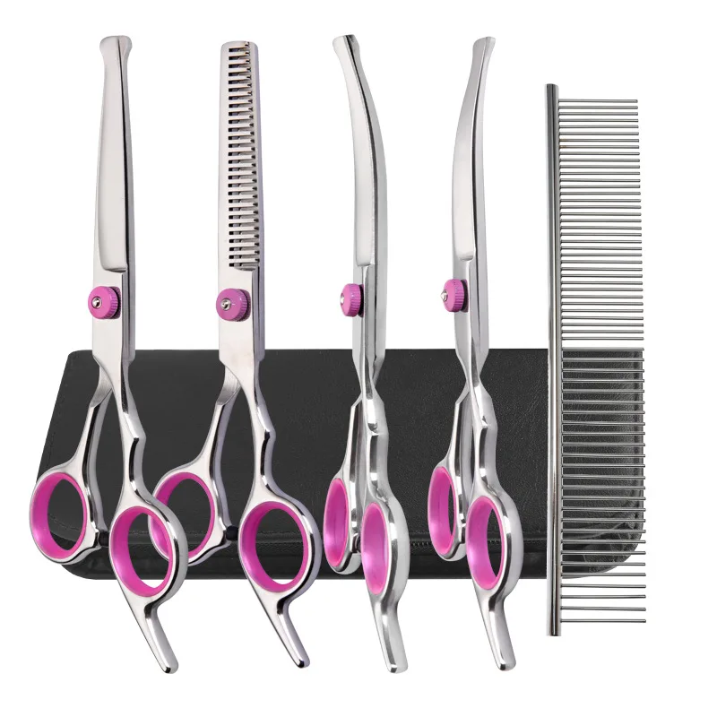 Wholesale Professional 5 In 1 Dog Grooming Scissors Set With Safety Round Tips For Dog And Cat