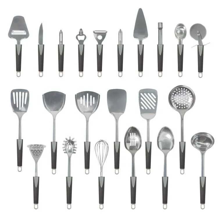 Durable Cooking Tools Stainless Steel Kitchen Cooking Utensils With Soft Touch Handle