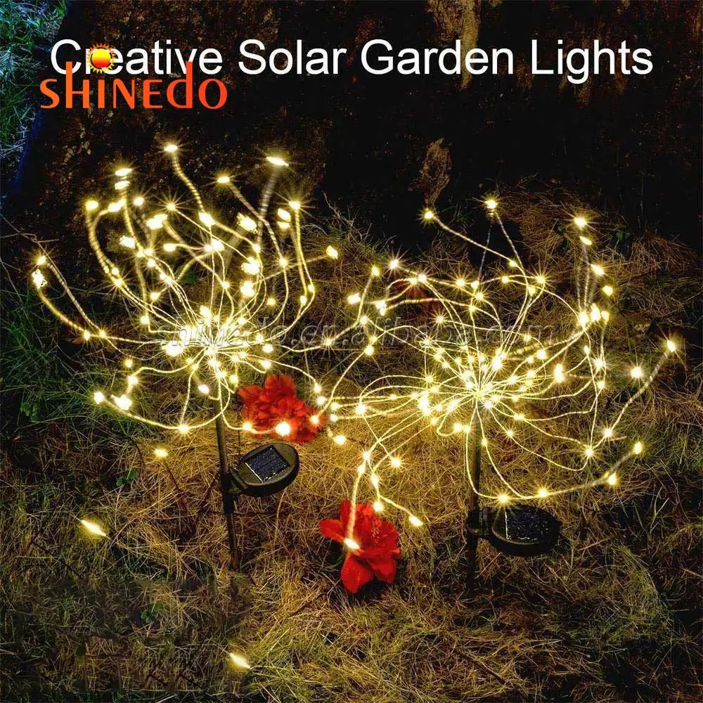 Outdoor Solar Garden Decorative Landscape Lights 90/150 LED String  DIY Flowers Fireworks Lamp for Walkway Lawn Backyard