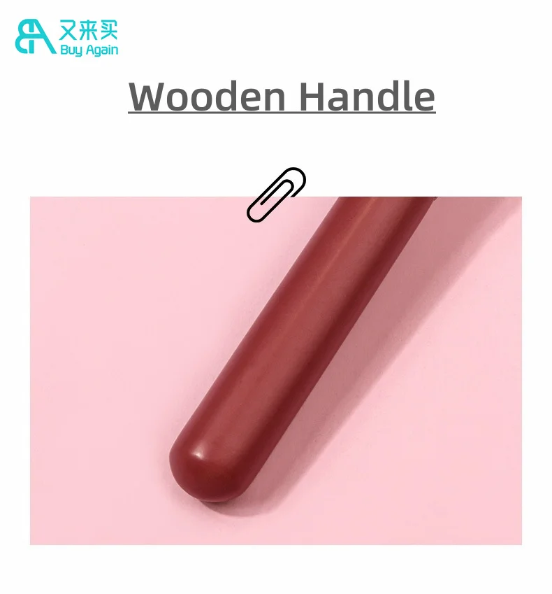 wholesale custom logo wine red foundation makeup brush high quality professional liquid buffer flat top foundation brush