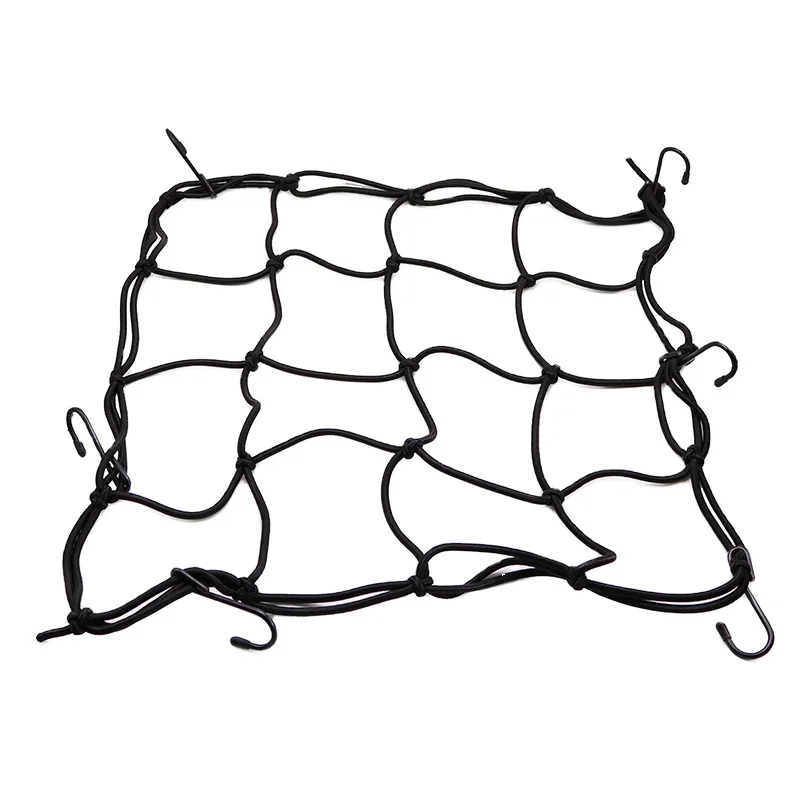 40*40cm Motorcycle Bungee Cargo Net Elastic Rubber Car Bike Luggage Cargo Net With 6 Hooks For Motorcycle Helmet