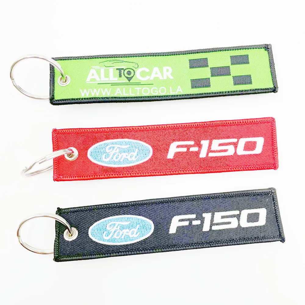 Customized Personalized Fabric Patch Key chain Key ring Custom Woven Label Embroidery Keychain