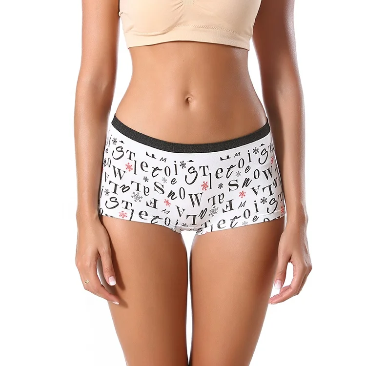 Factory Wholesale Print Boxer Lady Underpants Everyday Wear Soft Nylon Boxer Boyshort Panties for Women