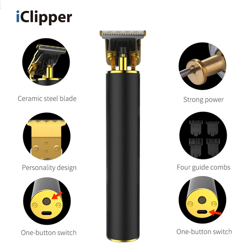  Iclipper-I1 Amazon hot sale USB Rechargeable T-Outliner Beard Trimmer Cordless Haircut machine hair clipper