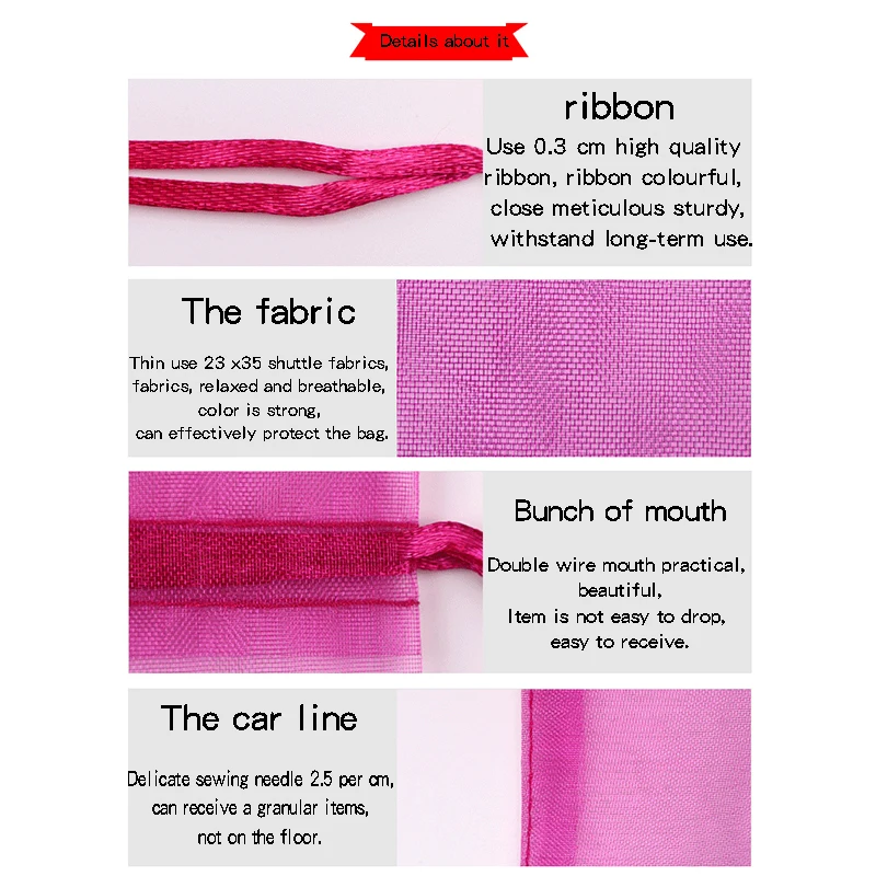 24 colors Custom size Logo Drawstring Gift Pouch Jewelry Mesh Packaging Organza Bag