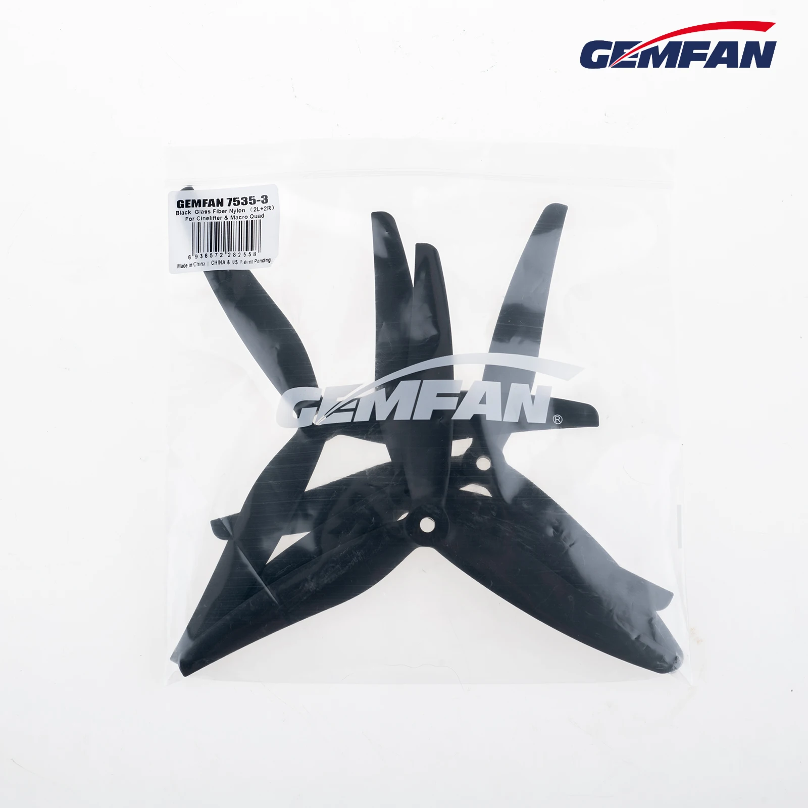 Gemfan 7535-3 3-blades propellers 7.5 Inch 2CW + 2CCW Glass fiber nylon and PC For RC Drone Cinelifter and Macro Quad