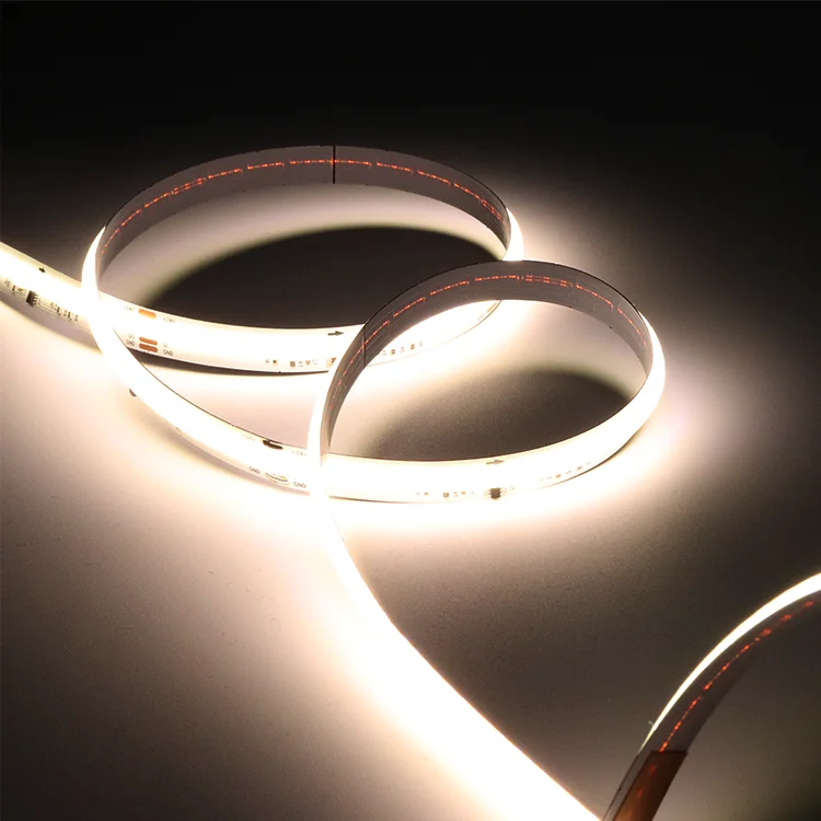Banqcn 24v Smart Soft High Density Dual White Cob Flexible Strip Chasing Colors bar Led Light 576led/m Home Lighting