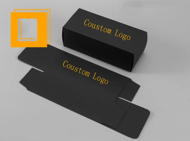 Custom Logo Black Card Optical Eyeglass Boxed Wholesale Glasses Case With Pouch Cloth Gold Stamping Watch Sunglasses Box