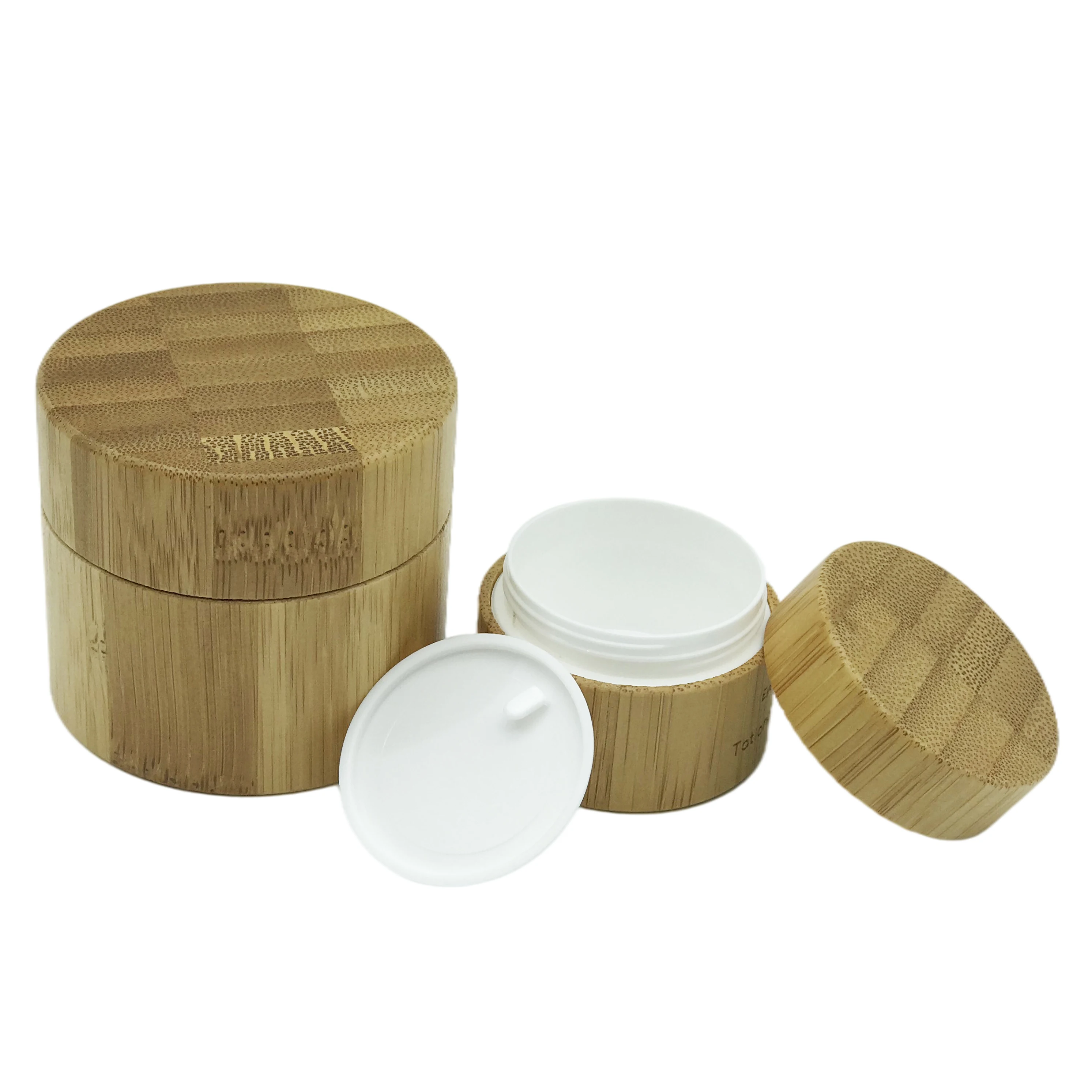 luxury plastic pp inner cosmetic bamboo cream jar 5g 10g 15g 20g 30g 50g 100g 150g 200g 250g