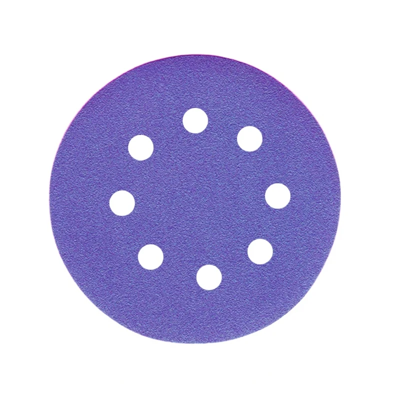  Datong Factory 5 Inch 8 Holes 150 Grit Hook and Loop Purple Round Sanding Disc for Metal Automotive Wood