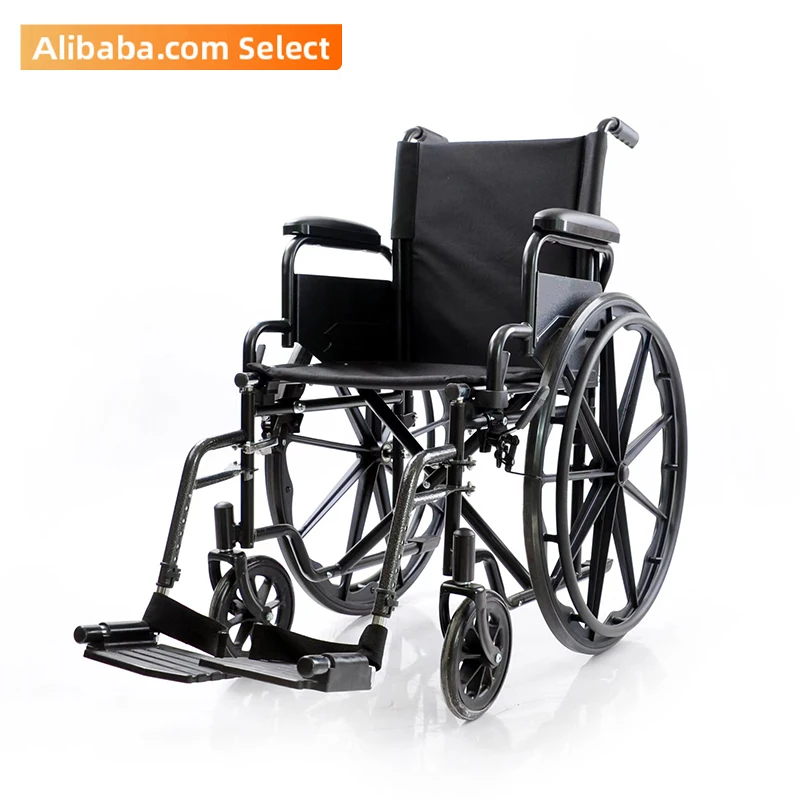 manual stair climbing wheelchair steel self-propelled wheelchair with detachable armrest and footrest for disabled