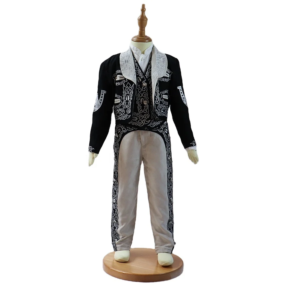 
Boy Charro 4 Sets Suit Black Jacket Embroidery Charro Suit 