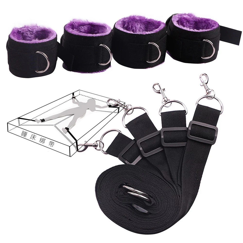 Bed Jam Sex Restraint Kit Adjustable Belt Nylon Handcuffs Ankle Cuffs Under Bed BDSM Bondage Erotic Toys Fixation Adult Game