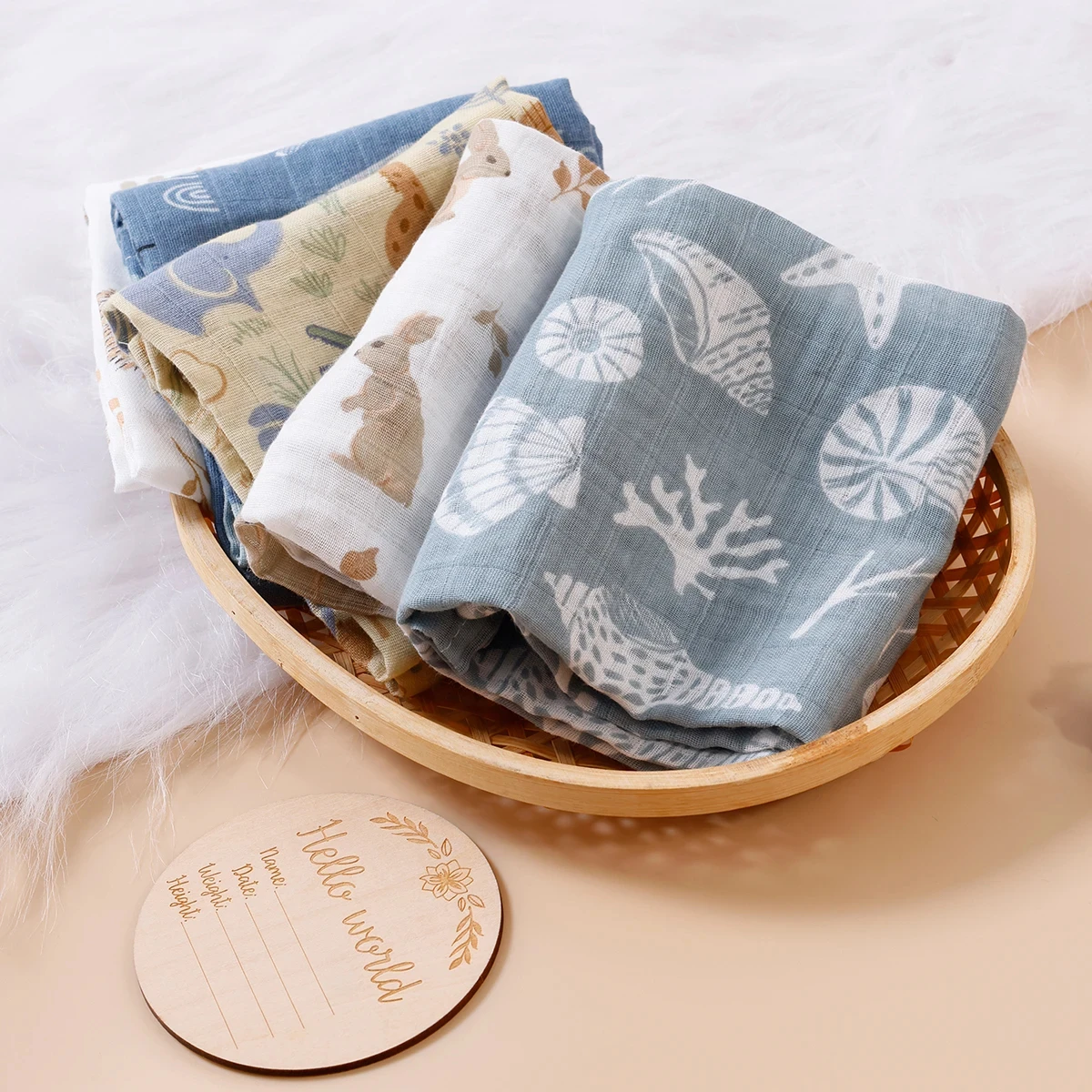 Custom Digital Prints Cotton Baby Warp Blankets Hot Sale 2 Layer 70% Bamboo 30% Cotton Baby 120*110 Muslin Swaddle Blanket