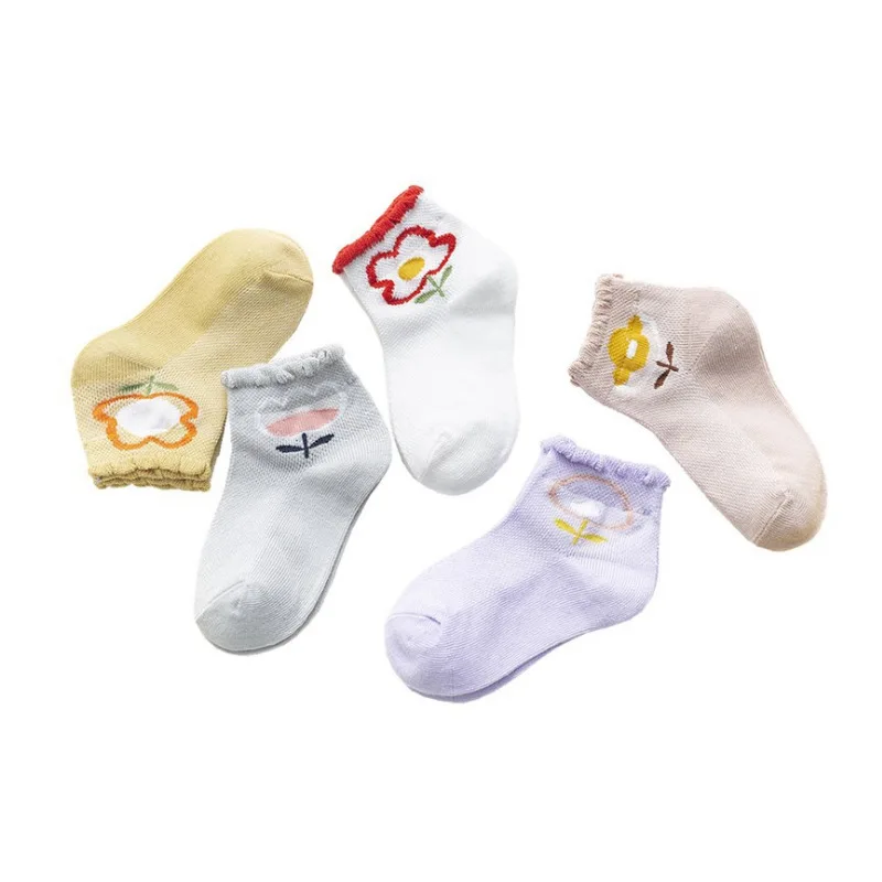 Оптовая продажа, летние новые тонкие сетчатые квадратные детские носки, дышащие цветные детские короткие носки-трубы