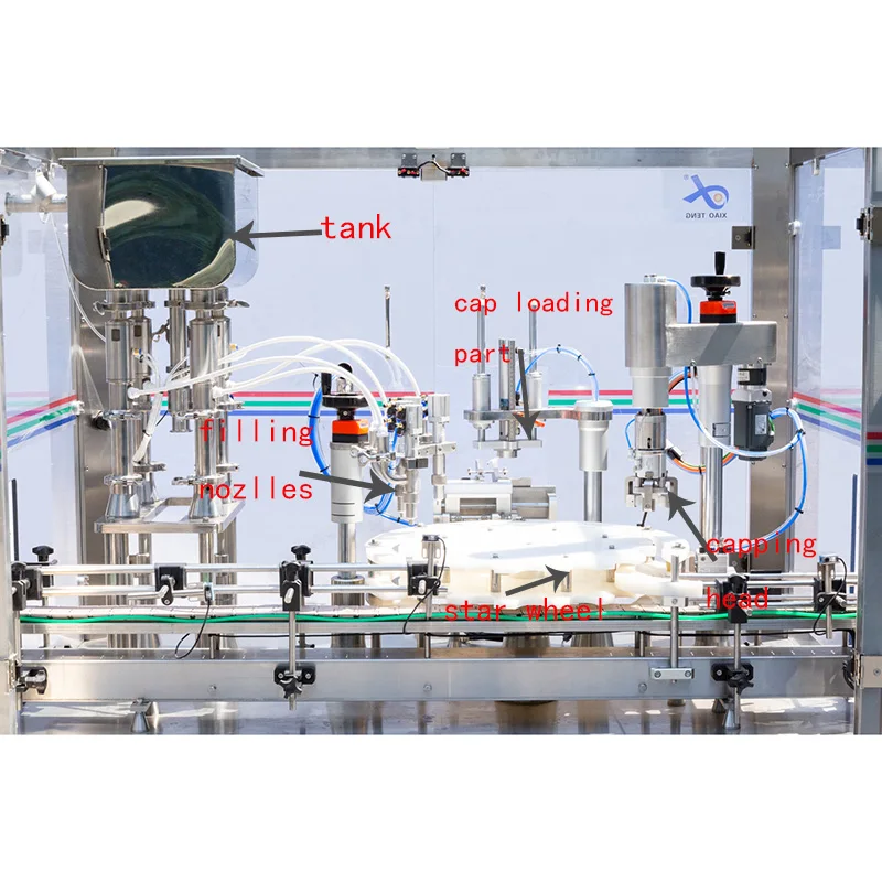 
Automatic 4 heads liquid round bottle rotary filling and sealing machine 
