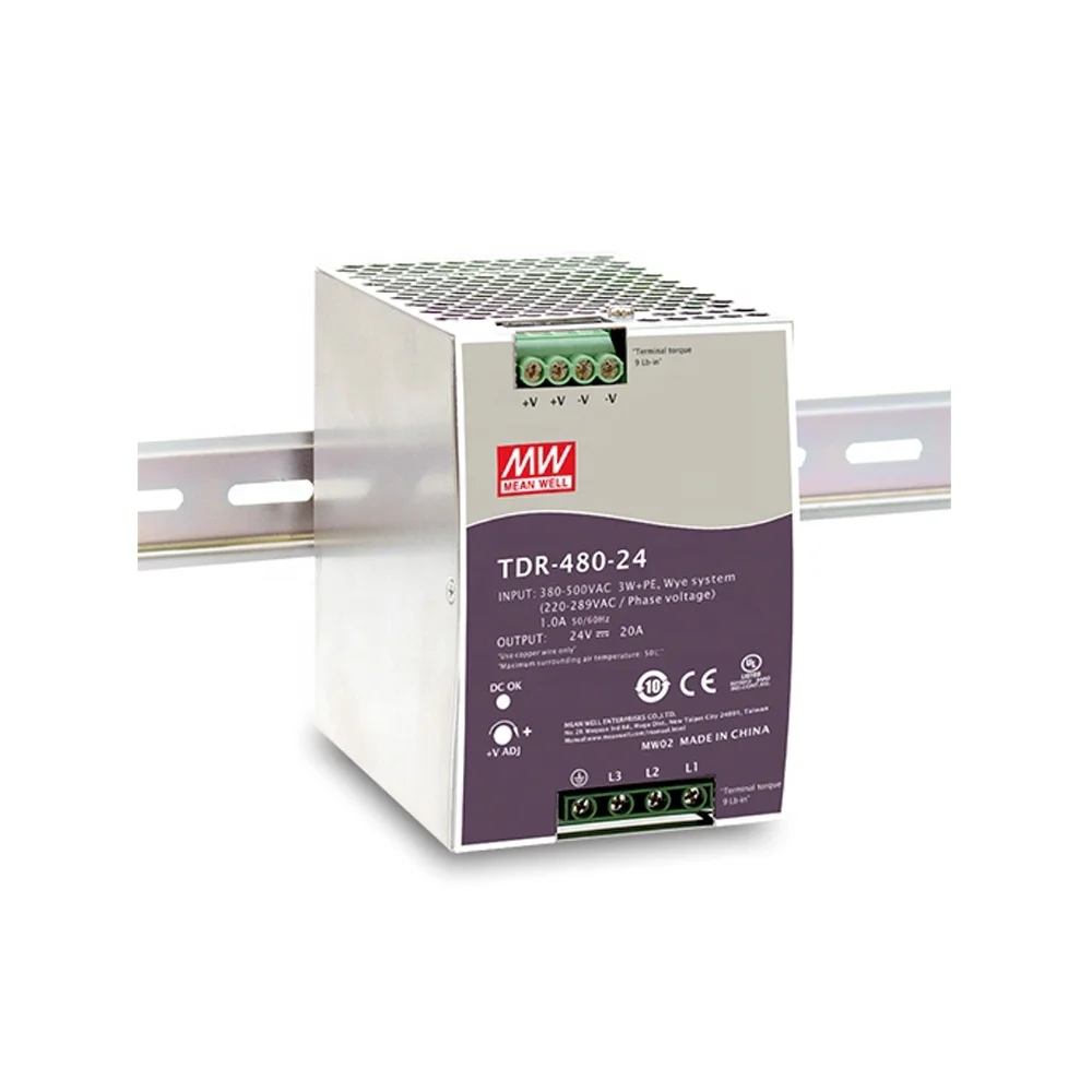 TDR-480 series 480W 24V 48V AC-DC PSU DIN RAIL SMPS широкий диапазон входного промышленного оригинального импульсного источника питания MEAN WELL