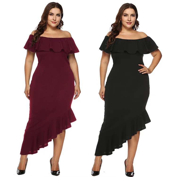 
2020 New Design Casual Women Flounce Design Sexy Dress Skirt Suit Dresses Summer Loose Square Collar Chiffon Plain Dyed Adults 