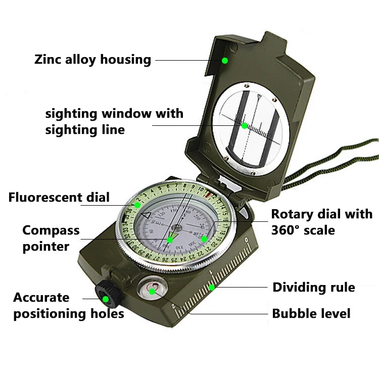 Multifunctional and high-precision compass professionally used for outdoor travel and mountain climbing