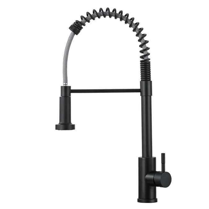 black stainless steel 304 water tap modern  pull out sprayer kitchen mixer sink faucets