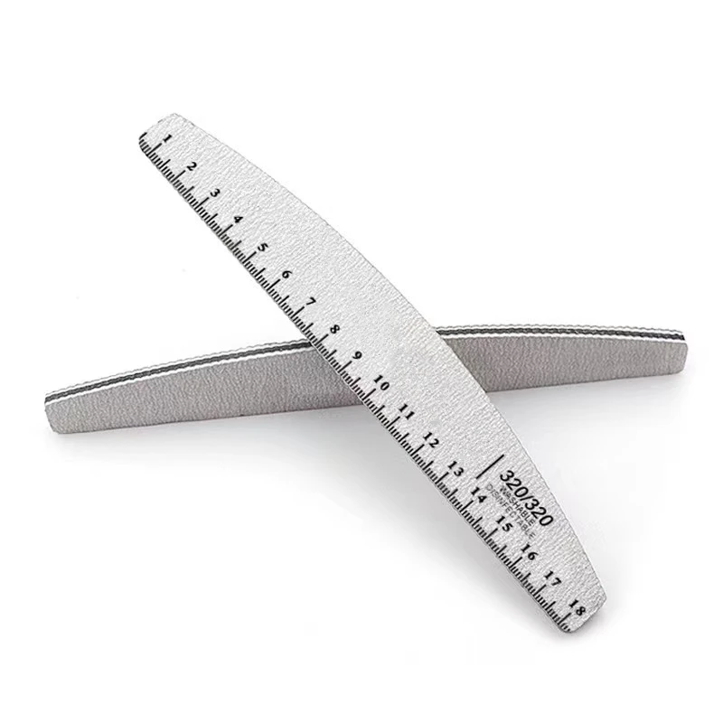 Ultra Strong Uneven Pink Plastic Core Nail Files 80/80 100/100 150/150 100/180 180/240 Grit Half Moon Shape Zebra Nail Files