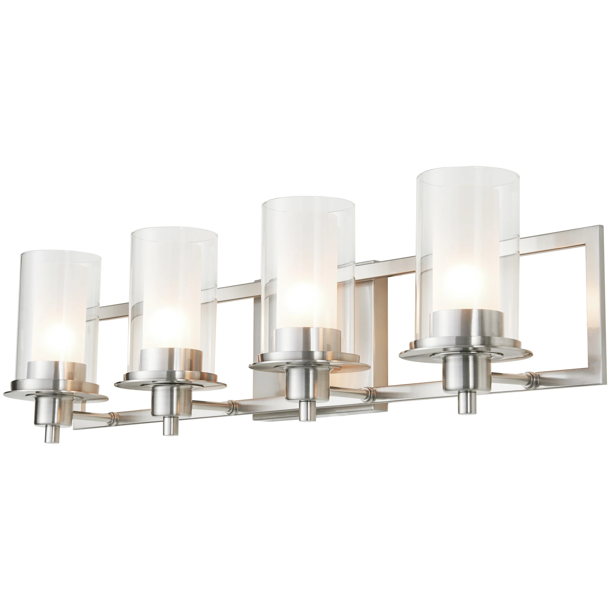 Bathroom wall sconce Decoration Vanity Fixtures Wall 4 lamps vintage clear glass shade Brushed Nickel IP44 UL ETL Listed