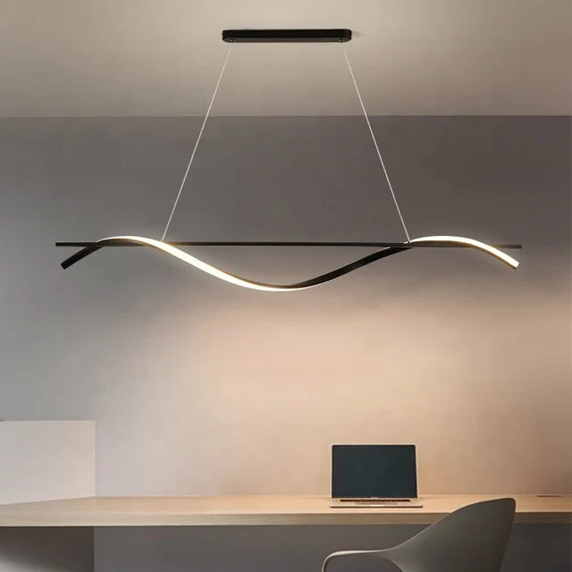 Modern Decorative Iron Home Hotel Personality Linear Creative Hanging Hanging Lde Dimmable Pendent Chandelier Pendant Light