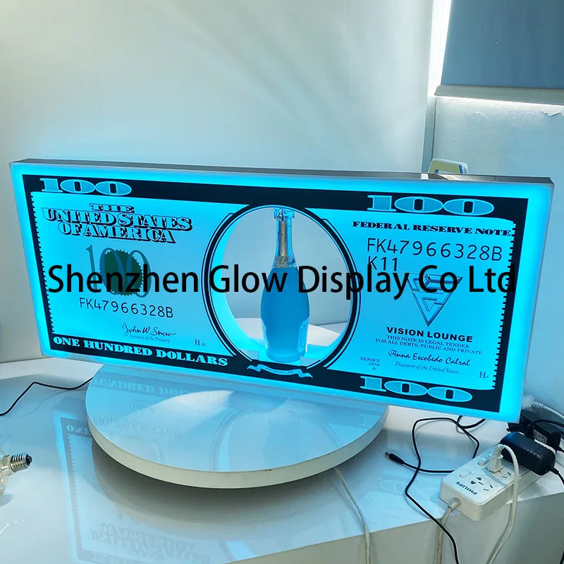 LED SIGN  KING for sparklers 100 DOLLAR BILL BOTTLE PRESENTER GLORIFIER