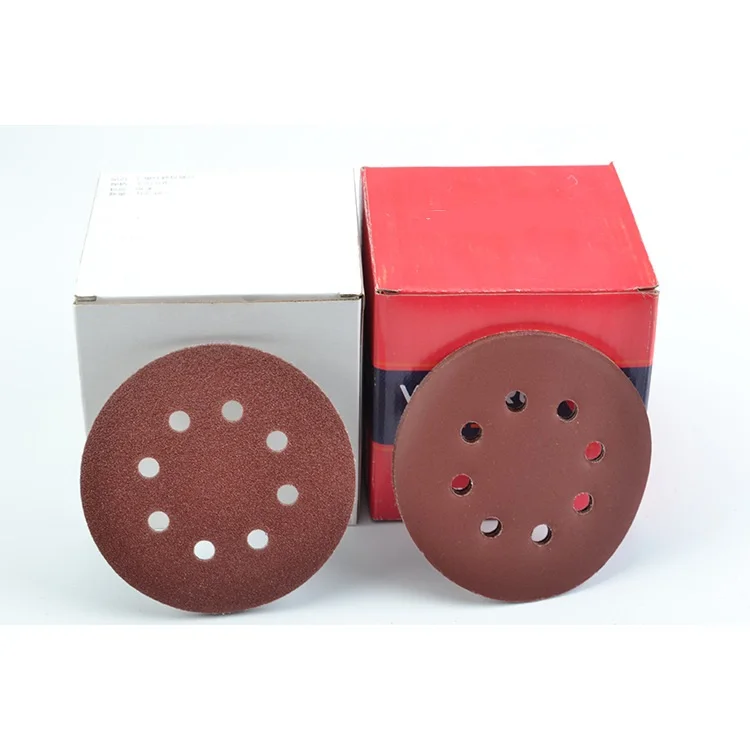 125mm 5 Inch Red Abrasive Discs  Aluminum Oxide Hook And Loop Sanding Disc 120 Grit Sandpaper Sander Round Sand Paper