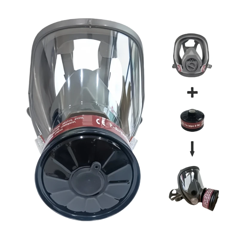 Double Connection Interface Breathing Full Face Protection Industrial Gas Mask Respirator