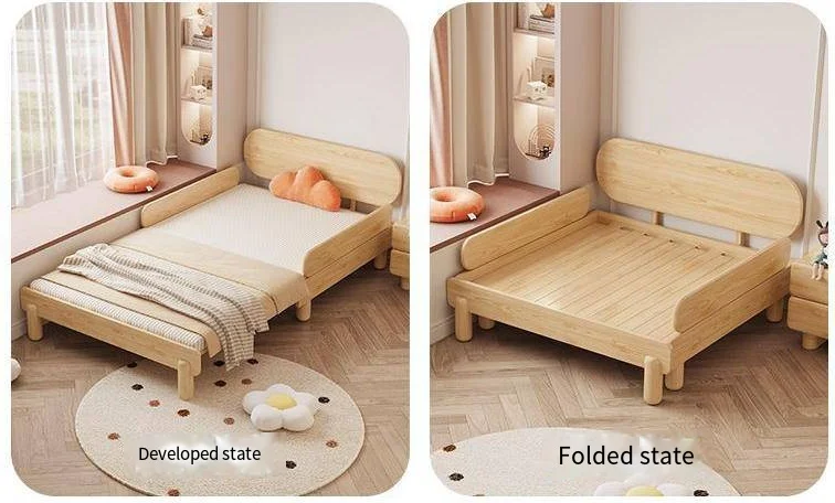 Hot sell solid wood telescopic children adjustable splicing foldable baby broaching bed for baby