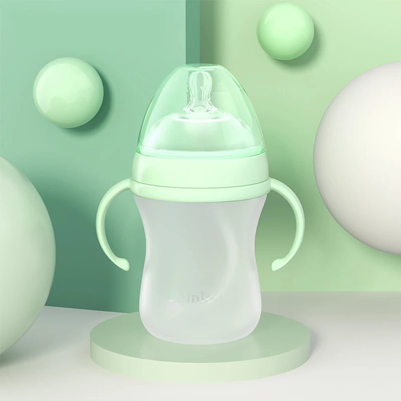 BPA Free baby milk bottle Infant hands free silicone