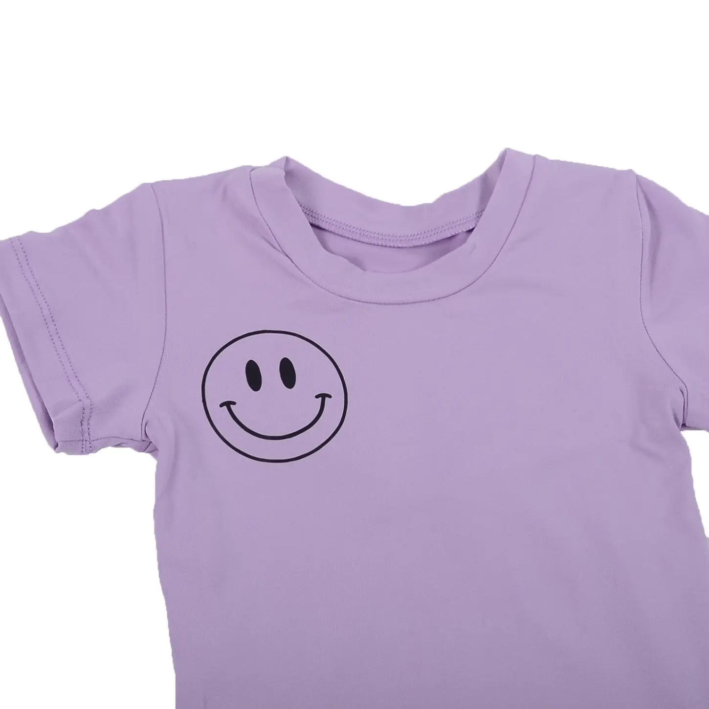 Custom Logo Baby Clothes Smiling Face Printing Pajama Short Sleeve Sweatshirt Kids Summer Clothing baby Set