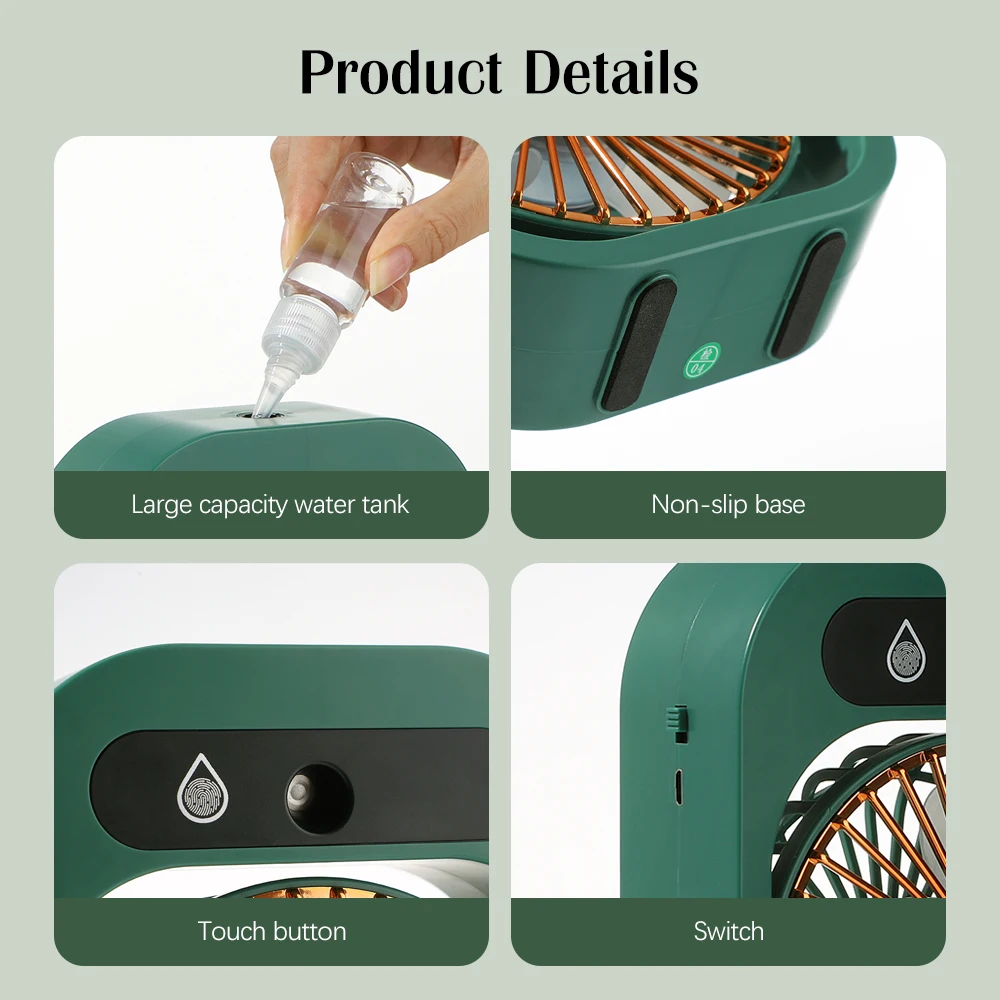 USB Перезаряжаемый Настольный кондиционер для холодного тумана маленькие увлажняющие настольные вентиляторы распыления воды