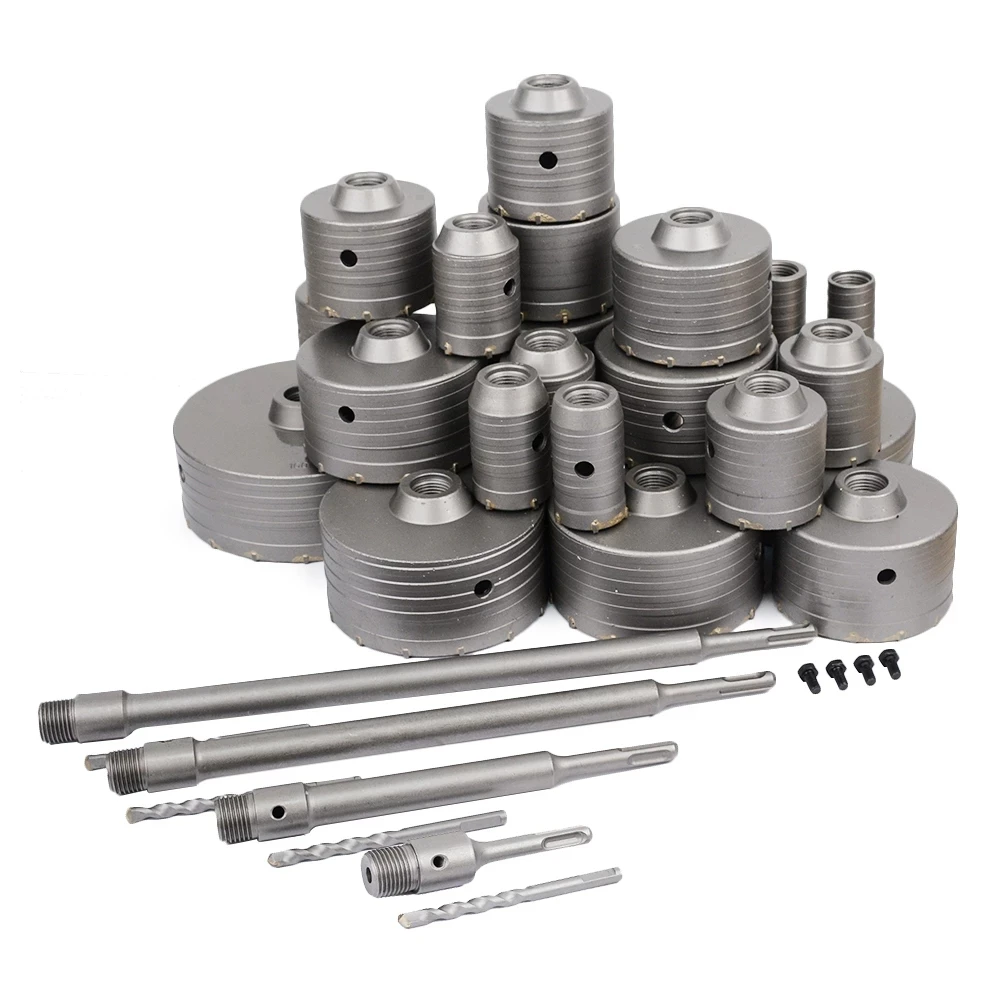 30-160mm SDS Plus Hammer Drills Wall Hole Saw Drill Bit set Cutter Tools with Round Shaft Concrete Cement Stone Hole Opener