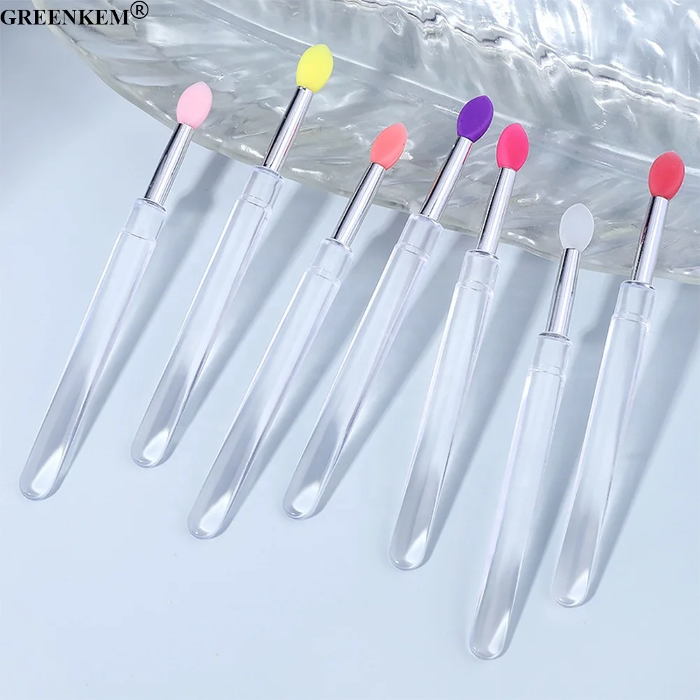 Nail Art Clear Handle Silicone Soft Liquid Glitter Makeup Brush With Dustproof Nail Powder Brush