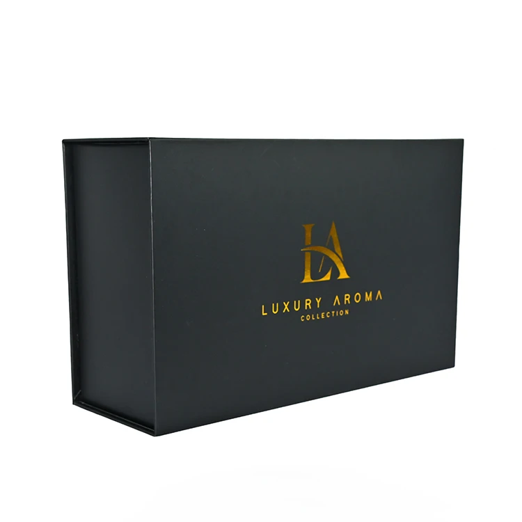 Luxury Folding Gift Box Classic Black Large Magnetic Presentation Gift Hamper Box For Packing