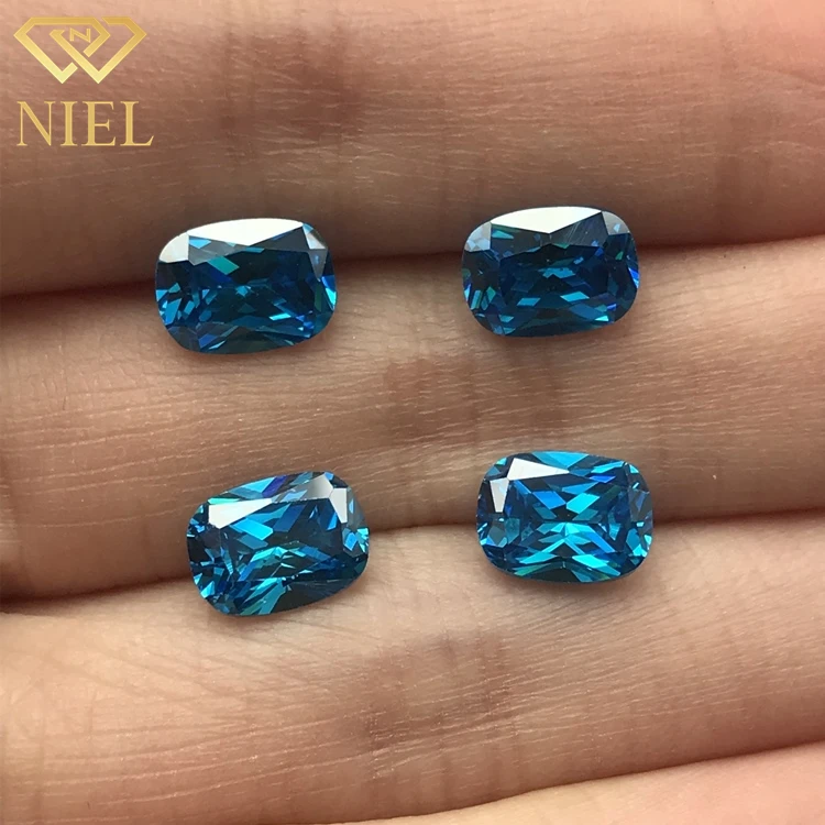 Long cushion 6x8mm loose cubic zirconia gemstones gems gemstone blue zircon cz aquamarine stones for sale