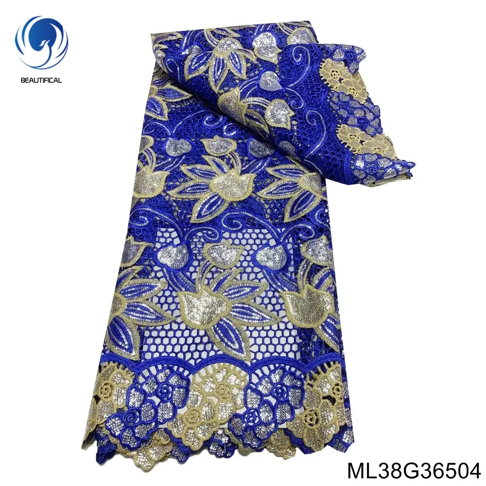 Beautifical dress lace materials african polyester guipure lace fabric wholesale bridal wedding cords fabric ML38G365