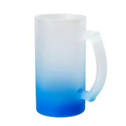 Wholesale 16oz Color Handle Matte Drinking Glass Sublimation Stein Mug Wine Cup Gradient Colorful Bottom Frosted Glass Beer Mugs