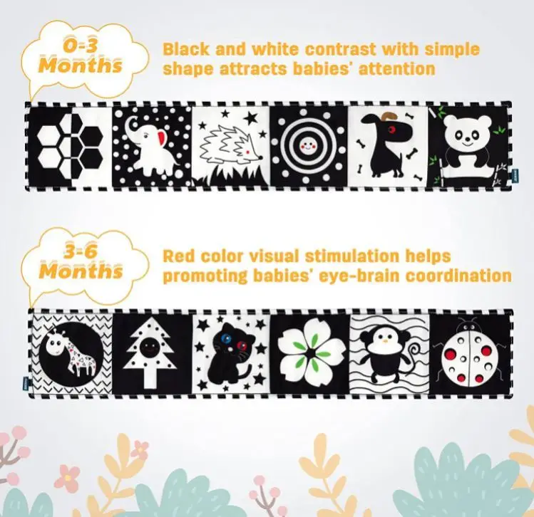 LC Wholesale Of Early Childhood Education Baby Puzzle Black And White Tracking Cloth Book Bed Surround Baby Visual Toys
