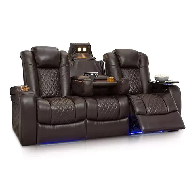 AIMES Top grain leather power reclining movie theater sofa vip seating room furniture electric recliner theater chair cinema